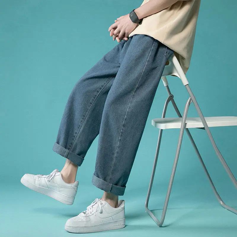 Summer Wide-leg Jeans Men's Fashion Retro Baggy Harajuku Jeans Men Streetwear Loose Hip-hop Straight-leg Denim Trousers Mens