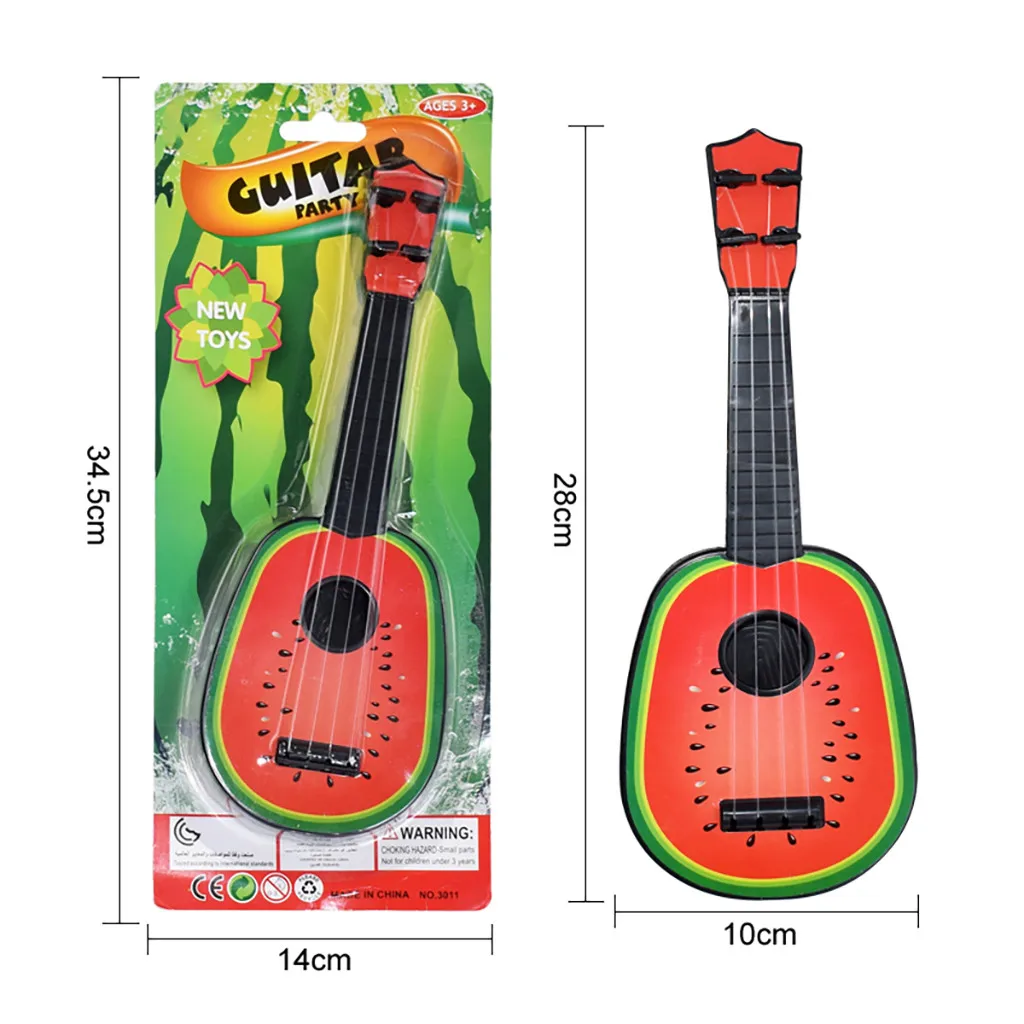 anfänger klassische kunststoff ukulele obst gitarre pädagogisches wassermelone druck musical instrument spielzeug musik kinder spielzeug