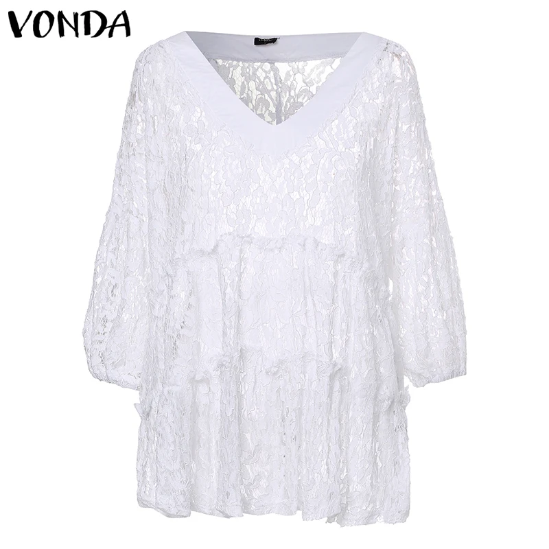 Женское богемное кружевное платье VONDA сексуальное повседневное летнее с