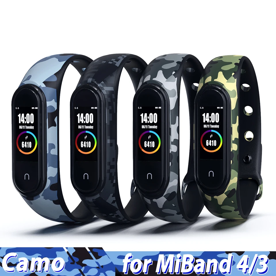 Камуфляжный браслет для Xiaomi Mi Band 5 силиконовый спортивный смарт-браслет ремешок