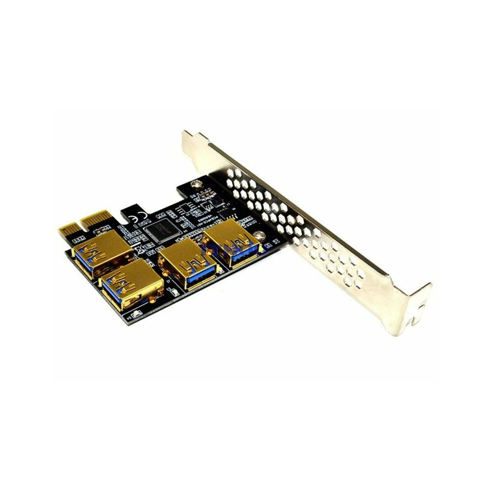

New 4 Ports PCIe Riser Adapter Board PCI-E 1x to 4 USB 3.0 PCI-E Rabbet GPU