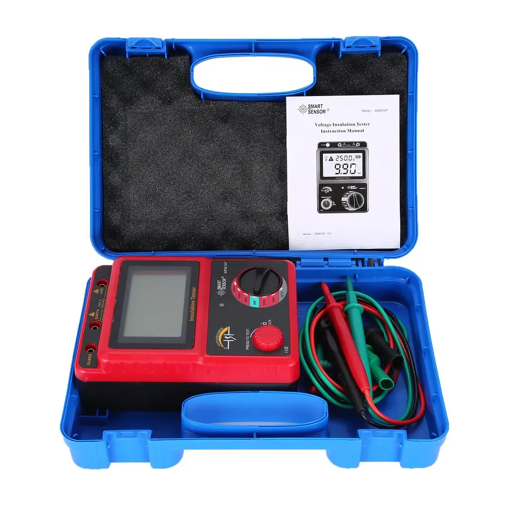 

AR907A+100-2500V Megger Insulation Earth Ground Resistance Tester Megohmmeter AC / DC Voltmeter Tester