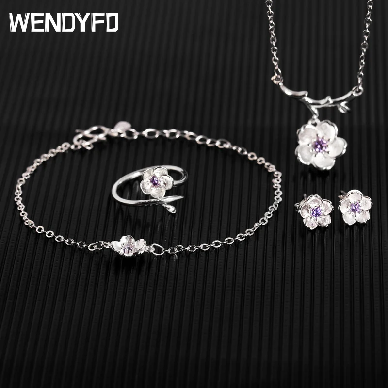 WENDYFO Новое поступление ожерелье наборы для женщин + серьги браслет кольцо