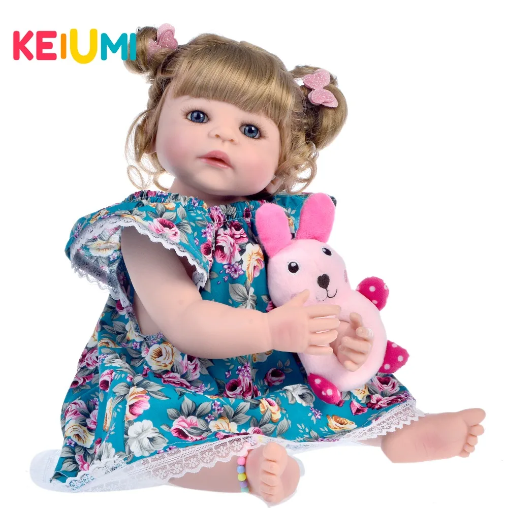 Новый дизайн полный силиконовые куклы Reborn Baby Boneca 22 дюйма 55 см Золотистые волосы