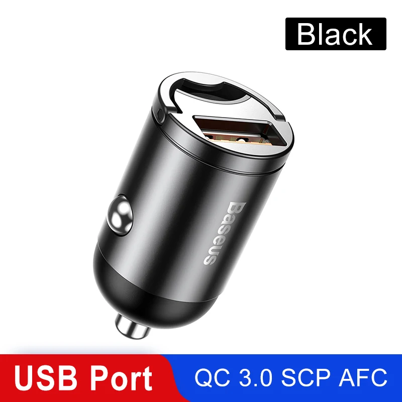 Baseus Quick Charge 4,0 3,0 USB C автомобильное зарядное устройство для huawei P30 Xiaomi Mi9 мобильный телефон QC4.0 QC3.0 type C PD 3,0 Быстрая зарядка автомобиля - Тип штекера: Black 1 USB