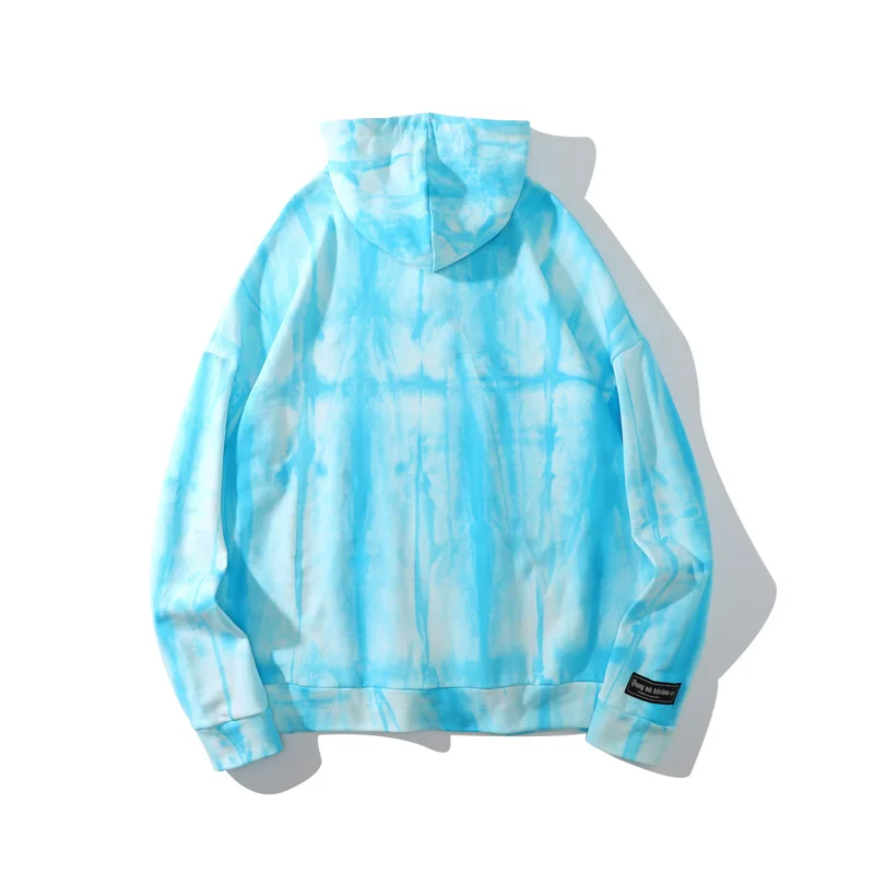 

SEVEYFAN High Street Hip Hop Hoodie Men's Personality Tie Dye Gradient Print Sweatshirt Retro Loose Hooded Pullover Male