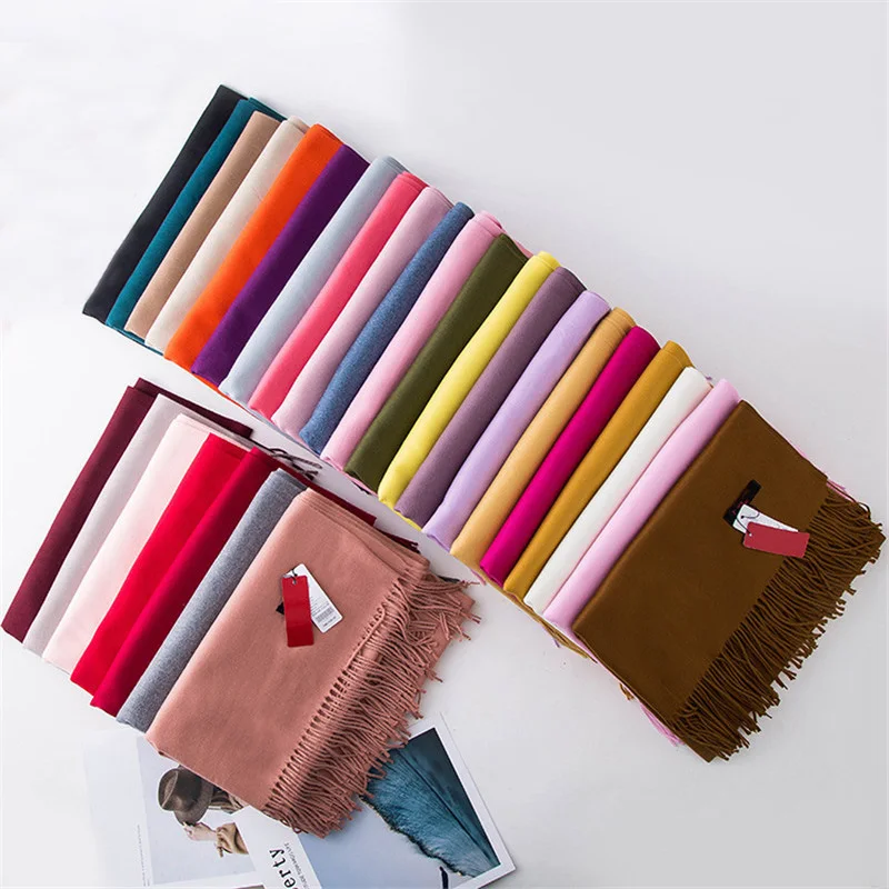 Женский длинный шарф с бахромой на осень зиму женская мягкая теплая шаль платок