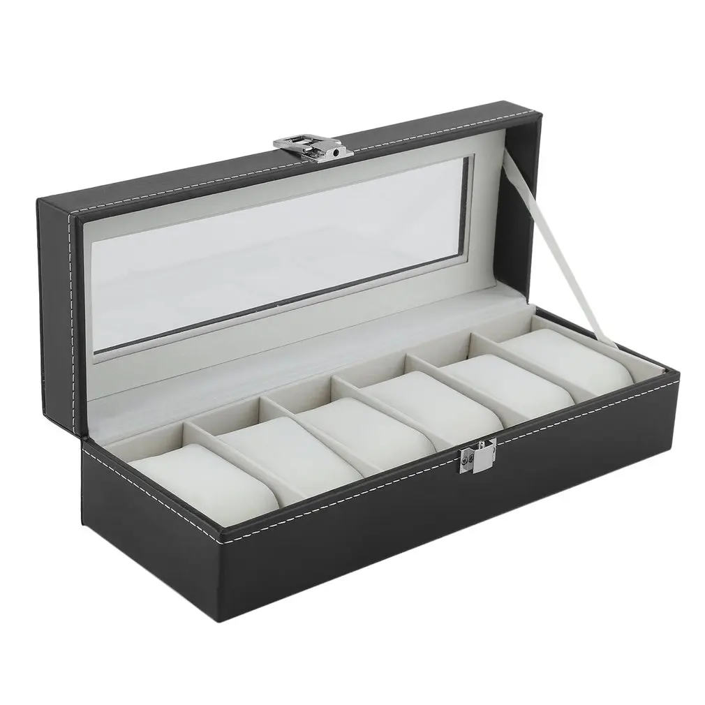 3/6 Grids Leather Watch Box Watch Display Case Storage Box With Metal Lock Watch Display Case Storage Box Organizer New