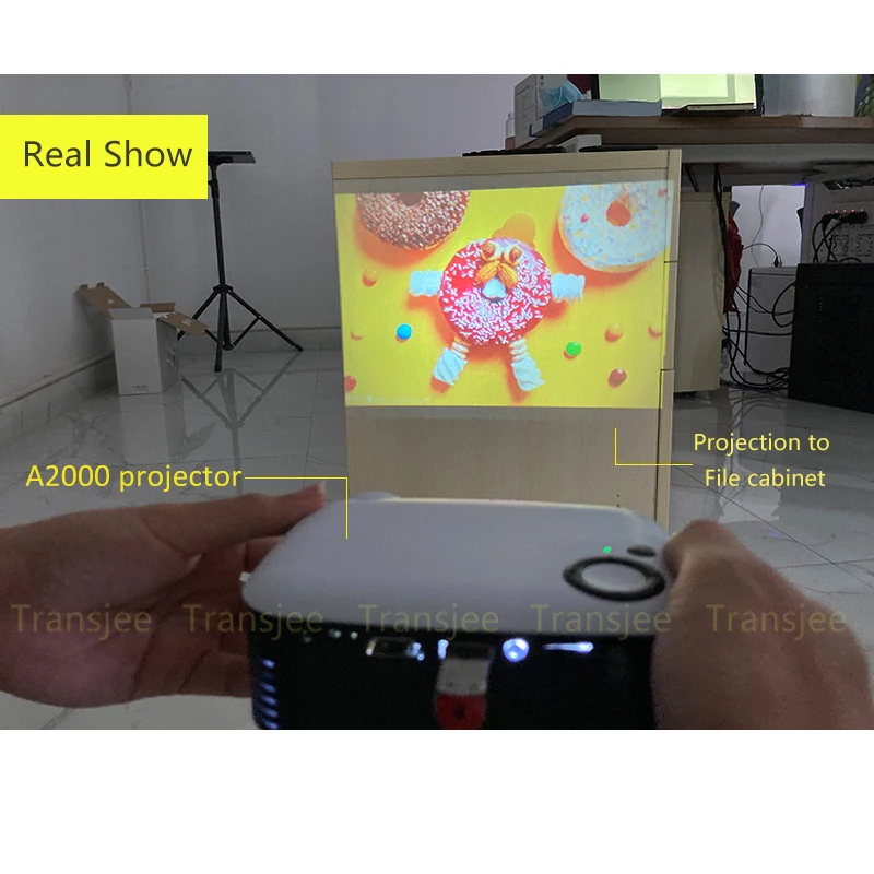 TRANSJEE Mini Portable Projector A2000 LED 320x240 Pixels Support 1080P HDMI USB Audio Video Beamer Home Theater | Электроника