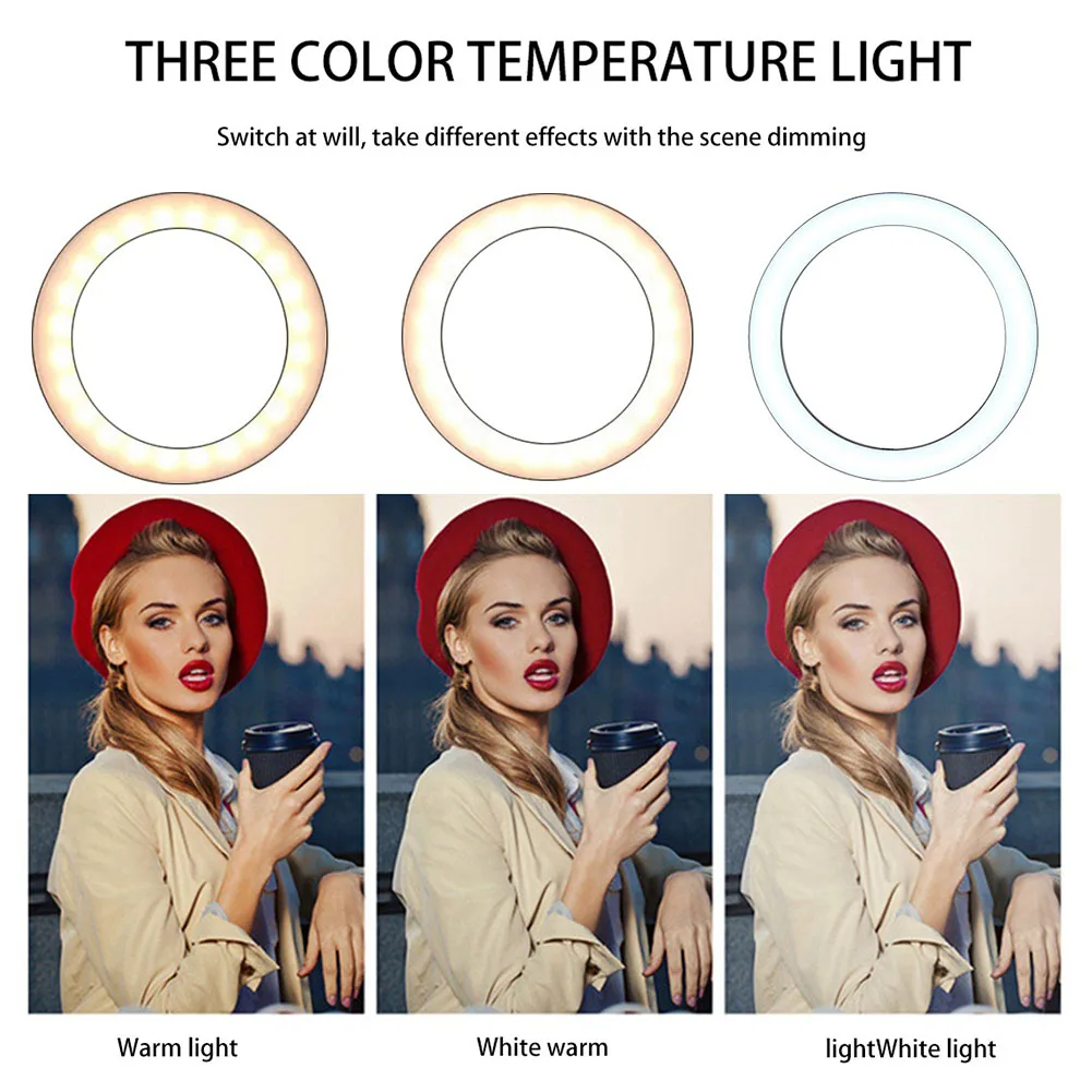 Регулируемый светодиодный кольцевой светильник 10 дюймов держатель для телефона