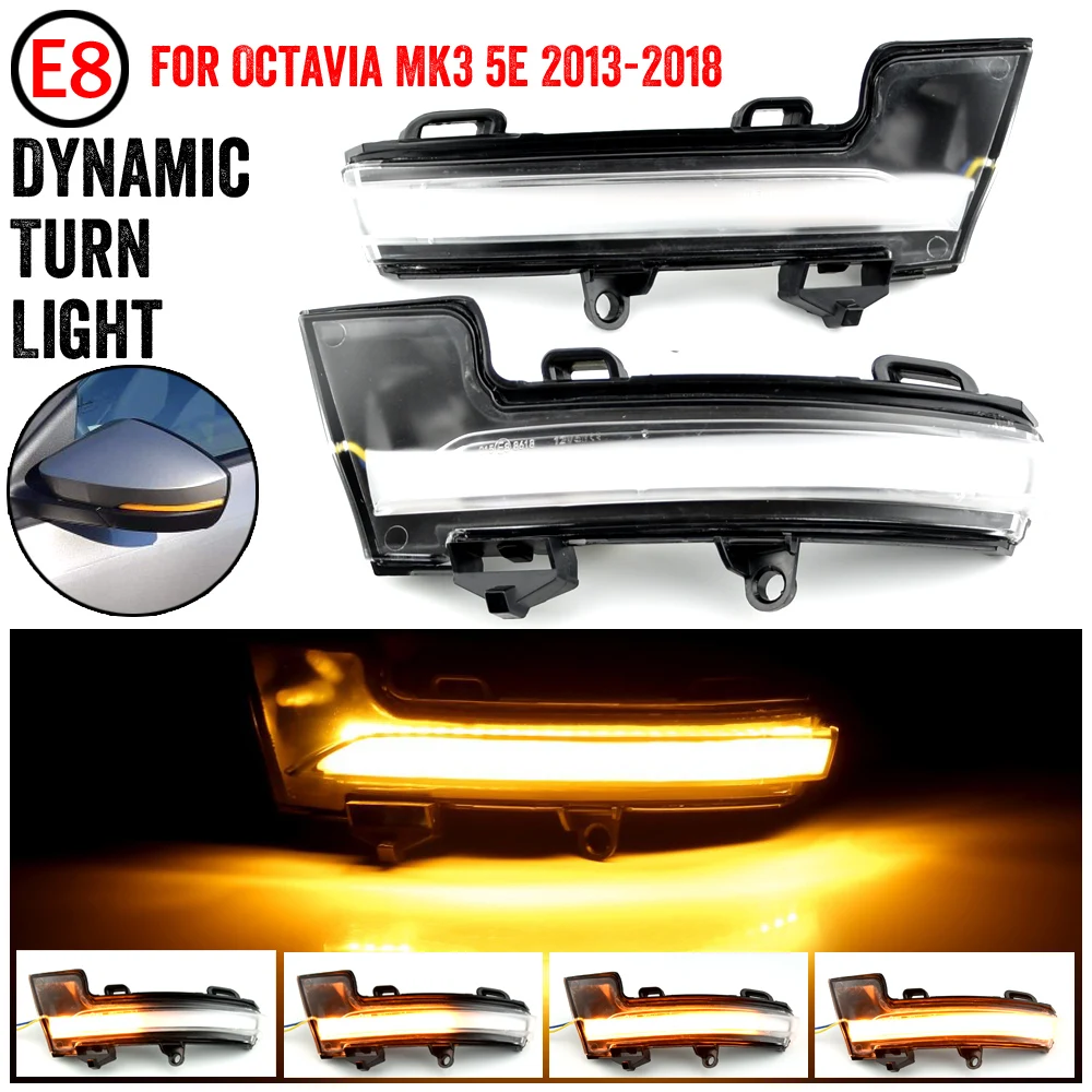 

2x Dynamic LED Turn Signal Light Side Wing Mirror Indicator Blinker For Skoda Octavia Mk3 5E 2013 2014 2015 2016 2017 2018 2019