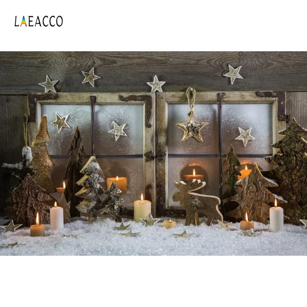 Laeacco фон для фотосъемки зима Рождество окно звезда снег украшение фотостудия