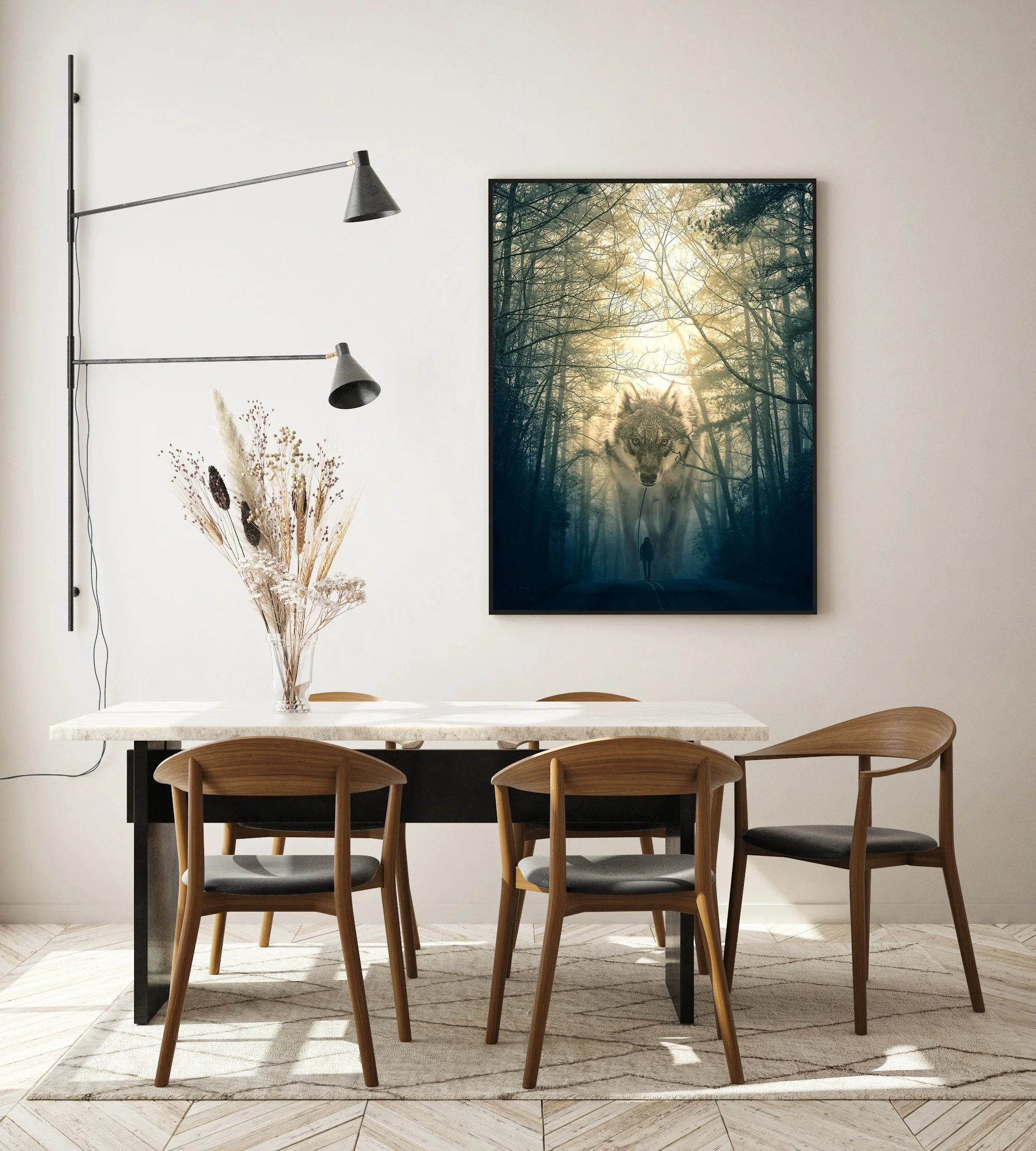 

Poster Wall Art Canvas Painting HD Printed Animals Wolf Walking Pictures Modular Modern Style For Living Room Home Decor Framed