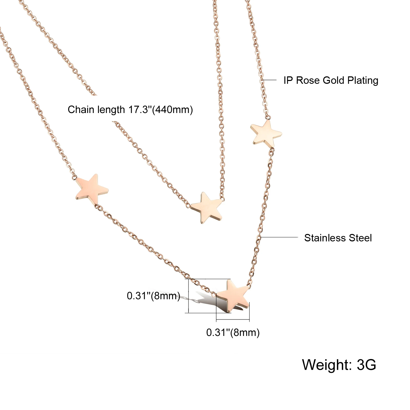 

Women Accessories Jewelry Rose Gold Body Chain Choker Stainless Steel Necklace