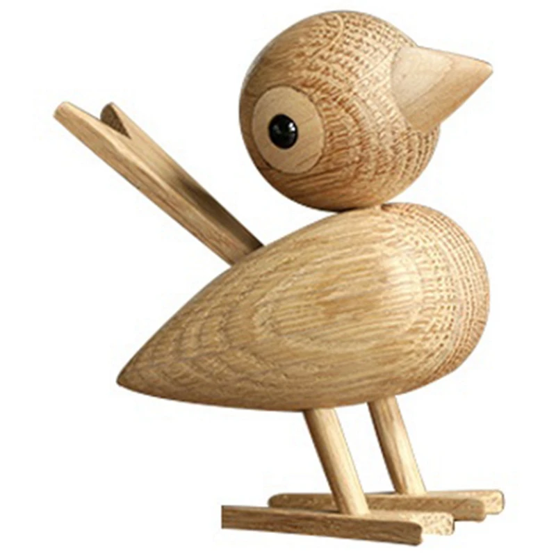 

Animal Statues Home Decor Wood Sparrow Bird Puppet Wooden Study Office