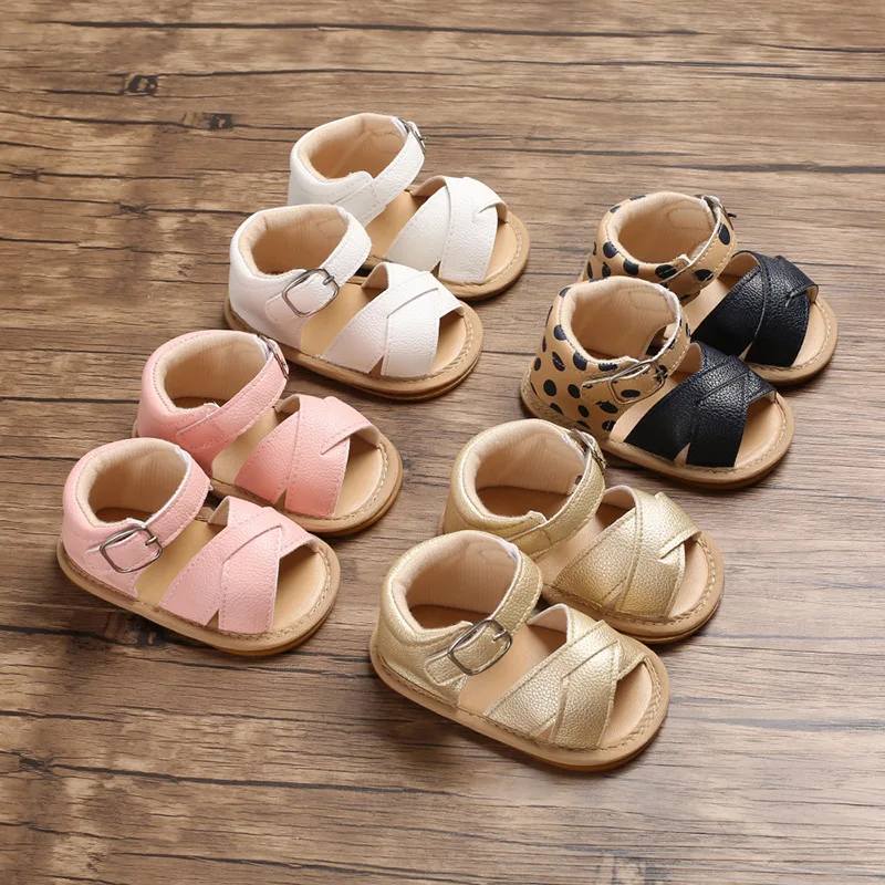 Summer Newborn Shoes Baby Boys Sandals Soft Leather Boys Soft Sole Genuine Leather Beach Sandals 5 Colors