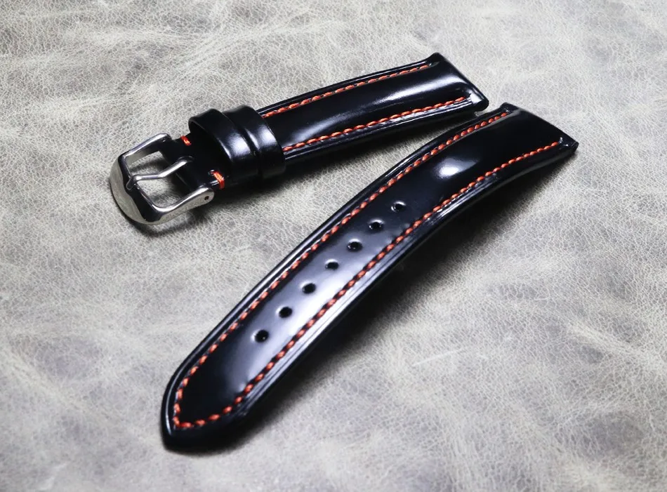 New Handmade Leather Strap Men's/Women's 18mm 19mm 20mm 21mm 22mm Black Calfskin Watchband For Seiko Watch band