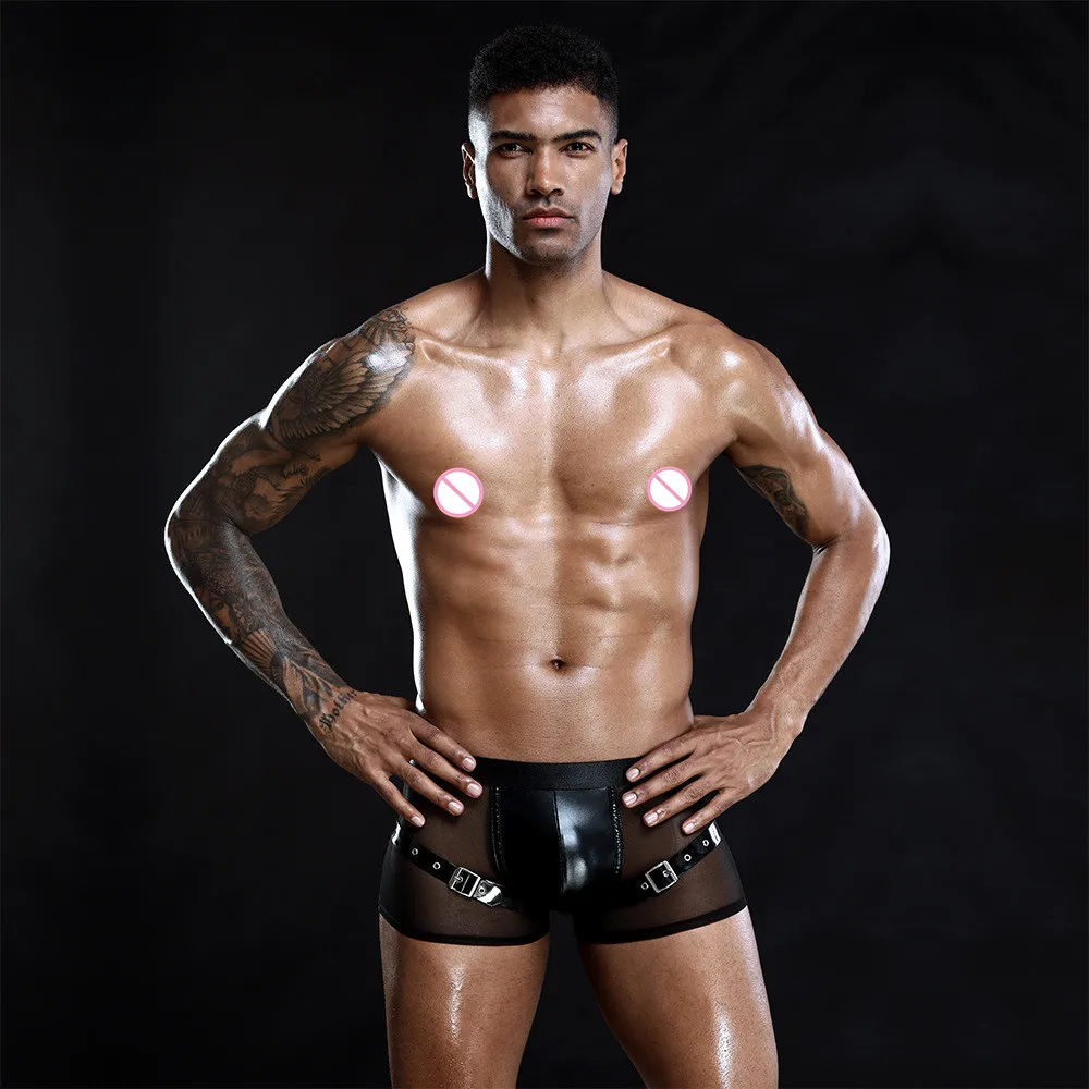 

Latex Sexy Men's Underwear Sexy Lingerie Black Mesh Men's underwear Briefs Elastic Knickers