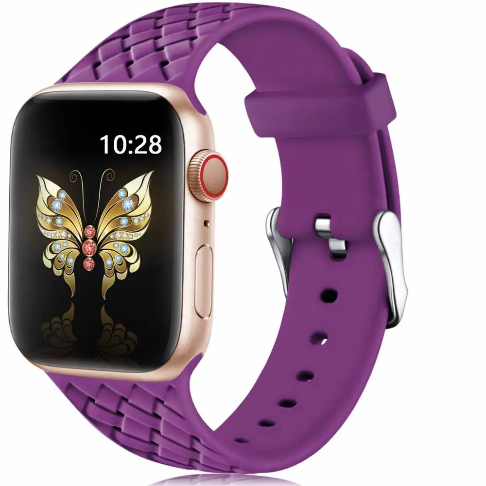 Спортивный силиконовый ремешок для apple watch 5 4 band 44 мм/40 мм correa iwatch series 5 4 3 2 1 42 мм/38 мм Резиновые наручные часы ремень - Цвет ремешка: purple