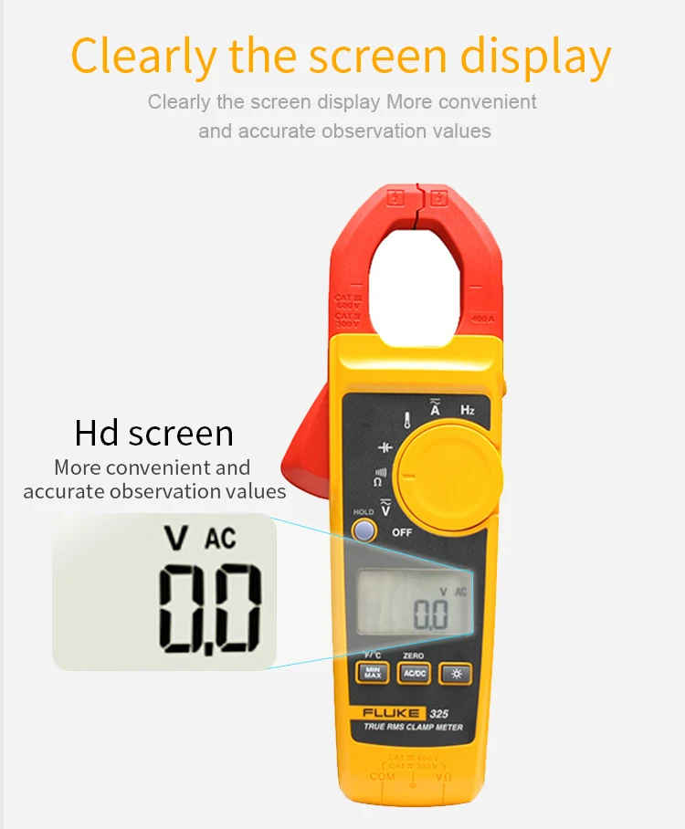 Fluke 325 истинного среднеквадратичного значения зажим метр AC DC тока и Напряжение сопротивление тестера постоянной ёмкости, универсальный конденсатор частота температурный мультиметр
