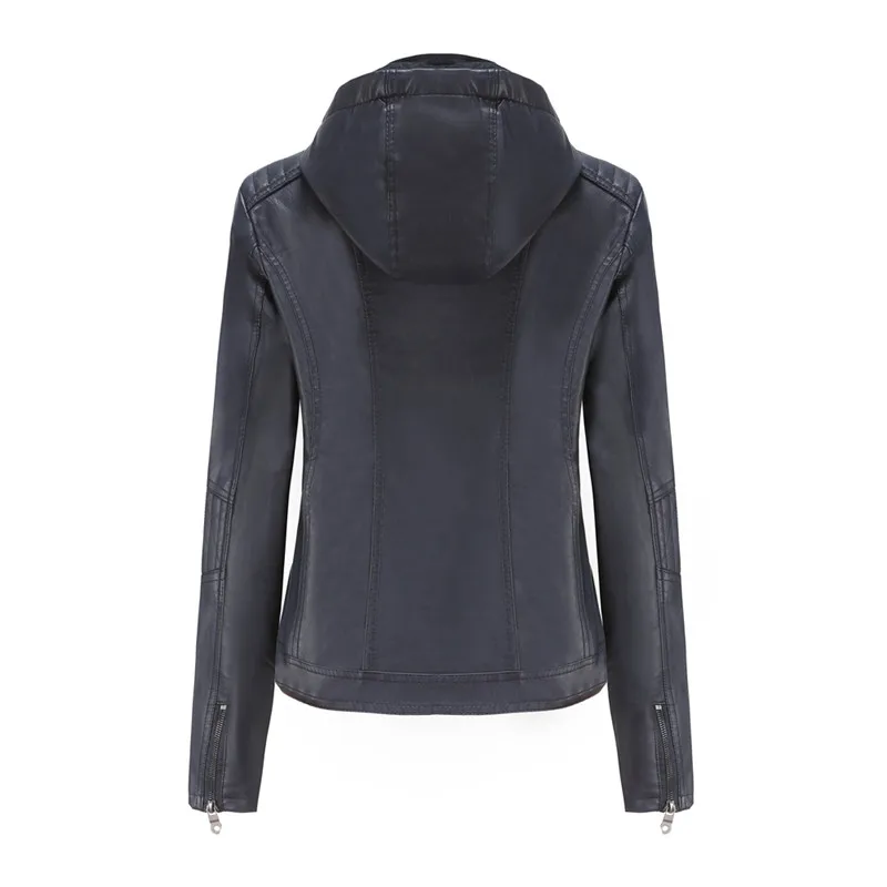 

TRODEAM 2021 New Spring Autumn Removable Hood Women PU Leather Jacket Plush O-Neck Faux Leather Coats Fashion Slim Short Jackets