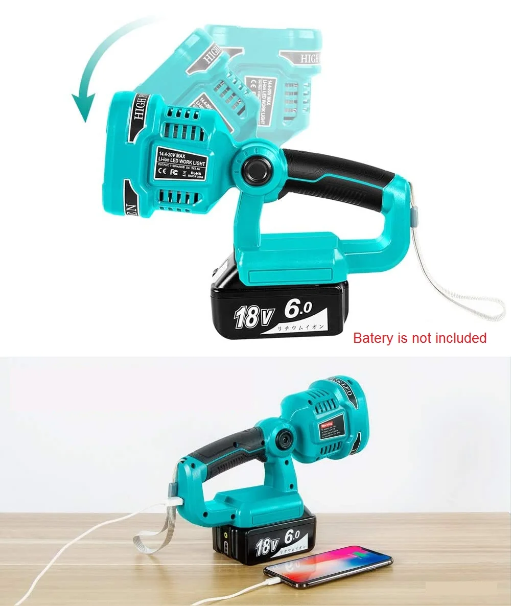 구매 Makita-휴대용 Led 스포트라이트 리튬 이온 배터리, 작업용 조명 랜턴, 14.4V/18V, USB 충전기 포함, 충전식