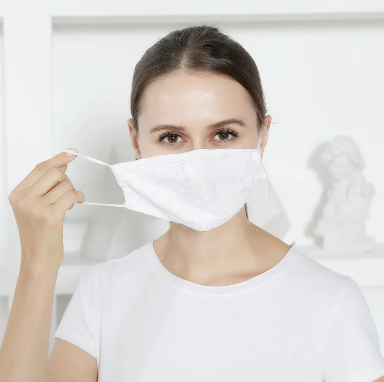 Летняя кружевная двухслойная дышащая тонкая женская Пылезащитная маска с