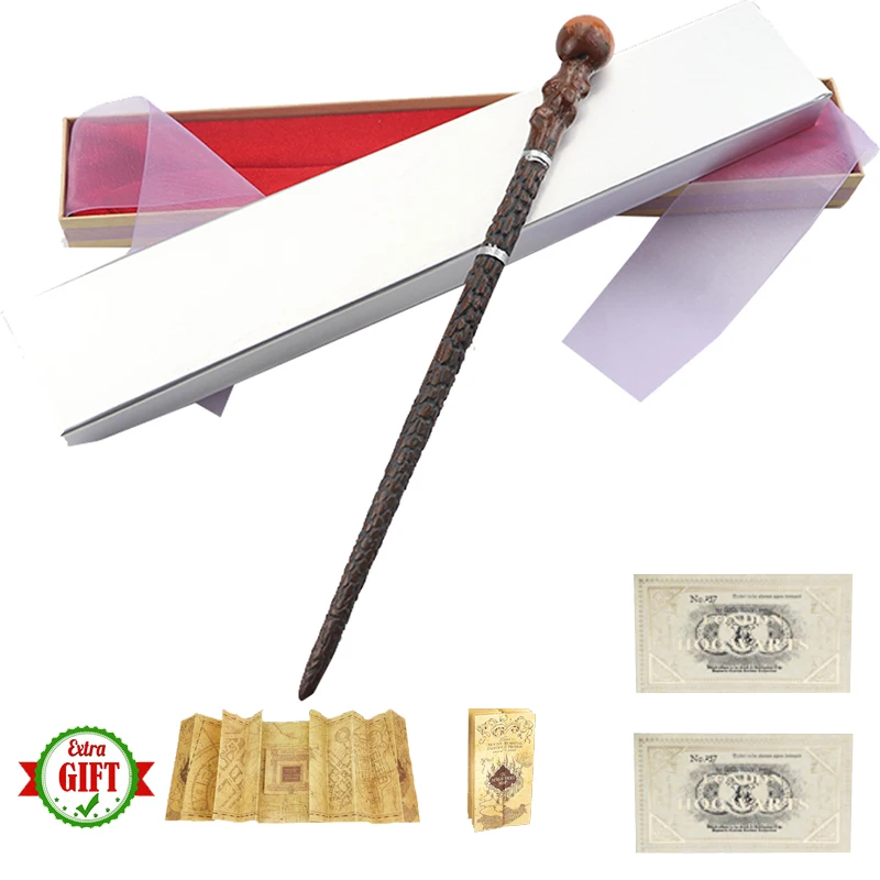 

42 Kinds of Metal Core Alastor Magic Wand Bellatrix Malfoy Dumbledore Magical Wand Silver Ribbon Box Map and Ticket As Gift