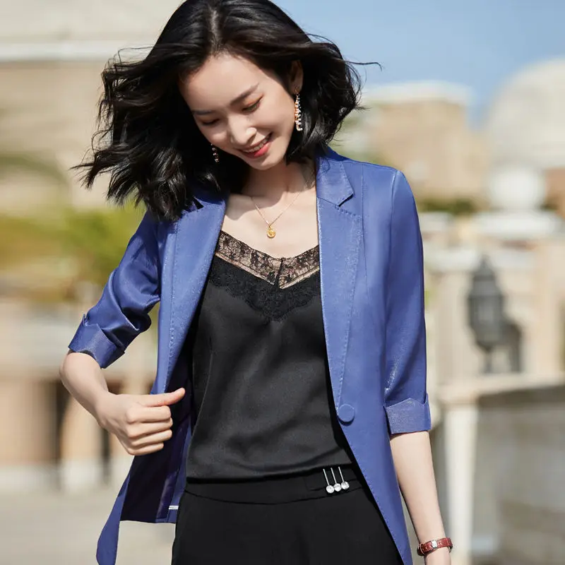 

Women 2020 New Spring Autumn Suit Coats Female Casual Fashion Outerwear Ladies Turn Down Collar Office Wear Work Blazers L29