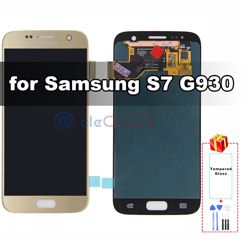Оригинальный AMOLED дисплей для Samsung Galaxy S7 G930F ЖК с сенсорным дигитайзером и рамкой в