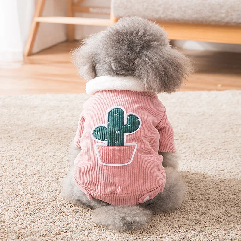 

Cute Dog Corduroy Cotton Coat Pet Dog Winter Warm Coat Fleece Jackets for Small Dogs Chihuahua Bichon Puppy Christmas Clothing