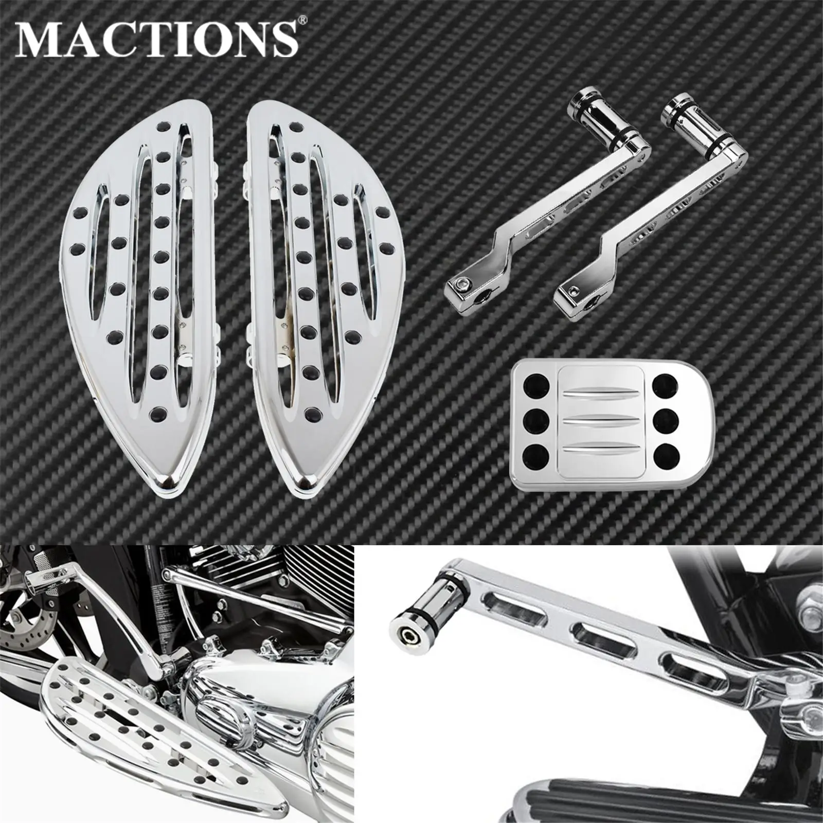 

Motorcycle Front Floorboards Footrest Heel Toe Shift Levers Shifter Pegs Brake Pedal Pad For Harley Touring Street Glide Softail