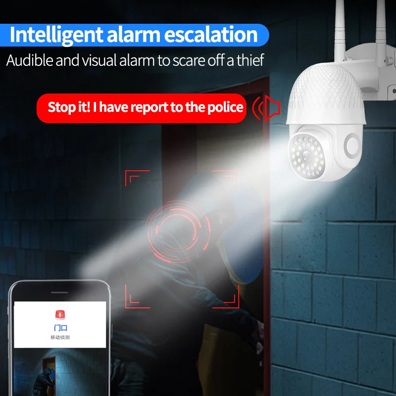 

IP WiFi Wireless PTZ CCTV Security Protection Outdoor Auto Tracking 4X Digital Zoom Mini Surveillance Camera IR Night Vision