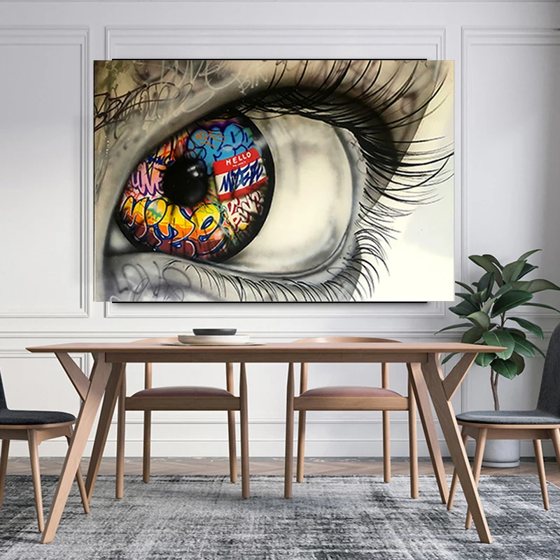 Граффити Big Eye художественные модульные плакаты и принты на холсте картина стену