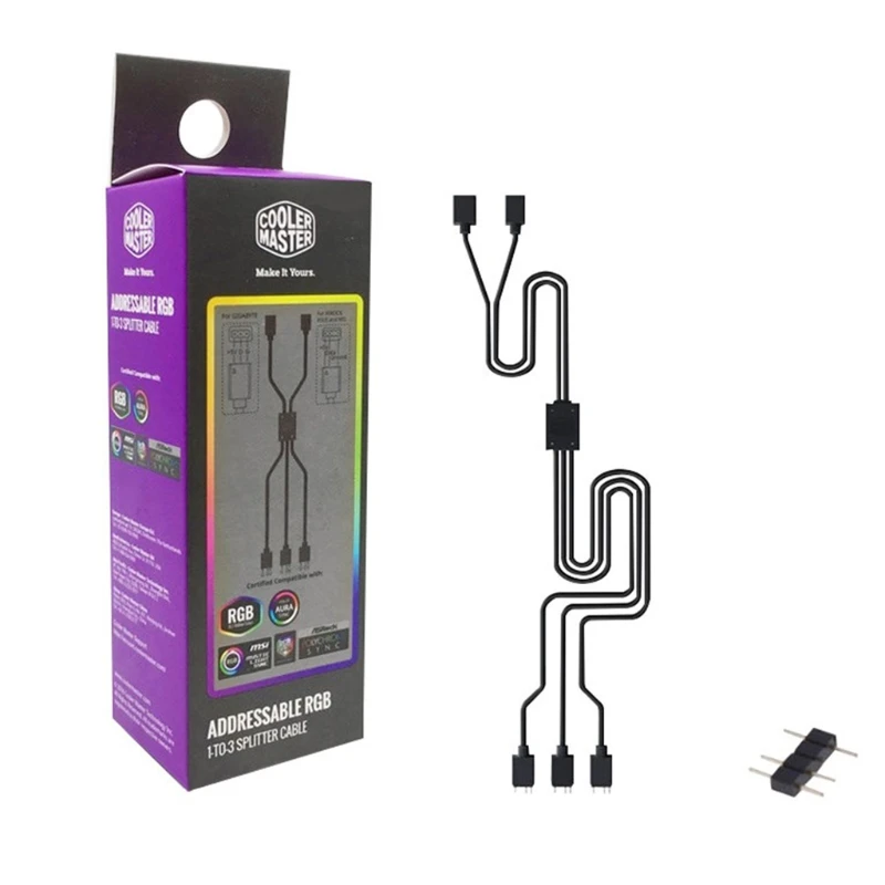 

1 to 3 3PIN 5V RGB Fan Adapter Connector ARGB Splitter Cable Extension for MSI