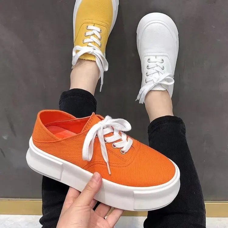 

Женские повседневные туфли на высоком каблуке, модель 2021 года, Весенняя модная женская обувь на шнуровке, женские кроссовки в британском ст...