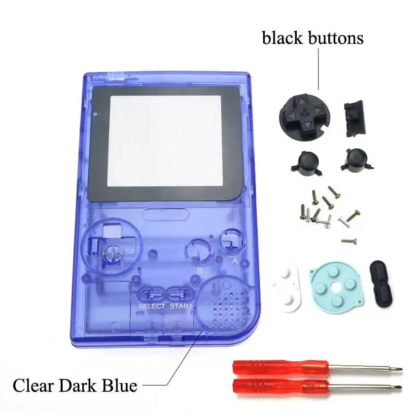 YuXi полный Чехол Корпус Замена для Gameboy Карманная игровая консоль для GBP оболочка с кнопками Набор отверток Инструменты - Цвет: clear dark blue