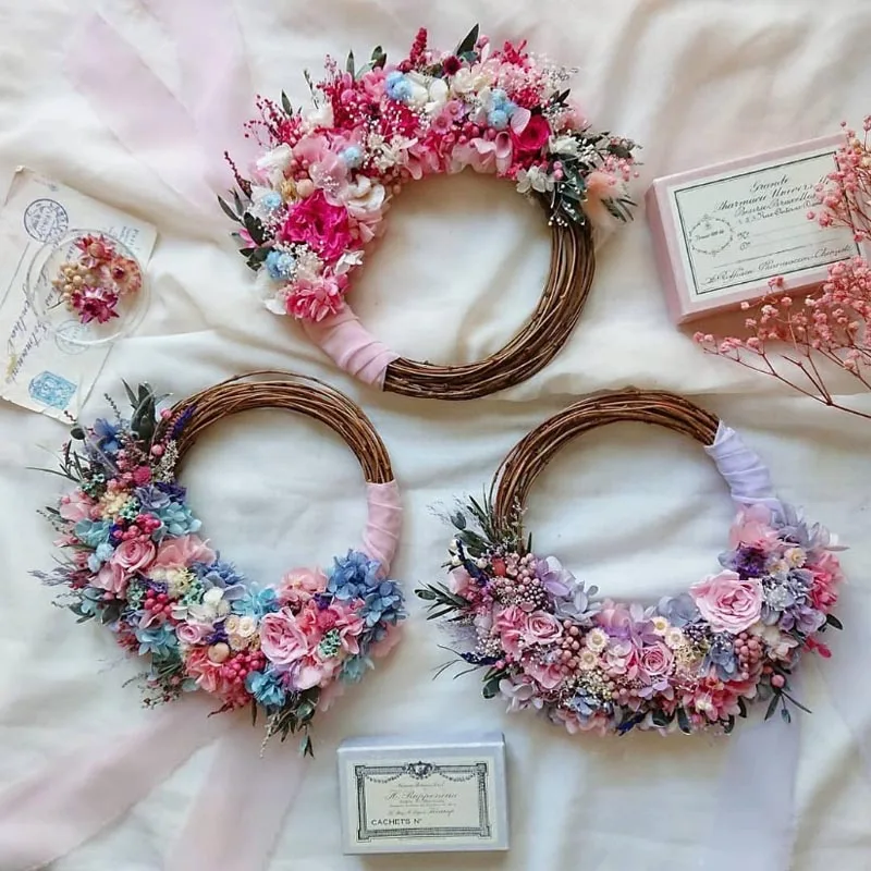 

CYUAN 10-30cm Natural Rattan Wreath Rattan For Weaving Supplies Artificial Fower Vine Circle Bamboo Circle DIY Wedding Decor