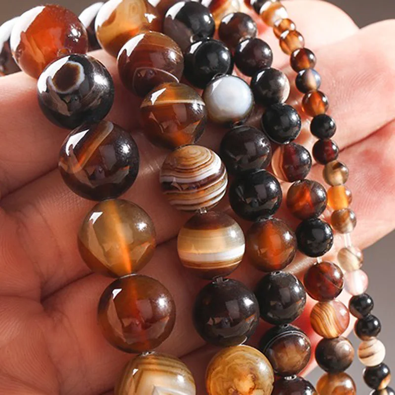 

30 pcs Natural Dark yellow Beads Round Loose Stone Beads For Jewelry Making DIY Bracelet Necklace Accessories 4 /6/8/10mm Beads