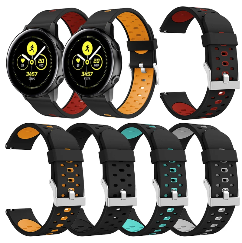 

Ремешок силиконовый двухцветный для смарт-часов, браслет для Amazfit Bip Youth, Samsung Galaxy Watch Active, galaxy 42 мм
