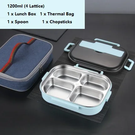 4 Lattice With Bag 304 нержавеющая сталь термос тепловой Ланч Бокс белый мешок набор ребенок взрослый Bento боксы герметичные японский стиль пищевой контейнер портативный - Цвет: 4 Lattice With Bag