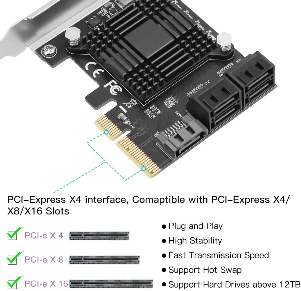 Контроллер Расширения onision PCIe SATA Card III контроллер 6 Гбит/с JMB585/SATA 3 0 5 портов без Raid с