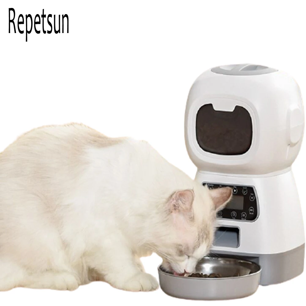 

3.5L Pet Food Dispenser Intelligent Automatic Pet Feeder With Stainless Steel LCD Screen And Memory Function Automatic Feeder