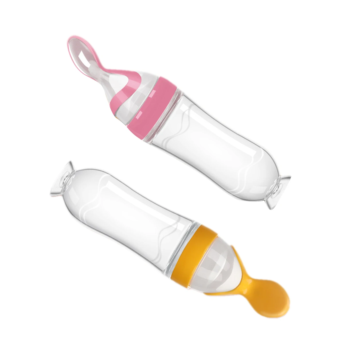 

Baby Feeding Spoon with Dust Cover Scale Mark Suction Cup Round Bottom Leak-proof Design Bottle complementary food bottle