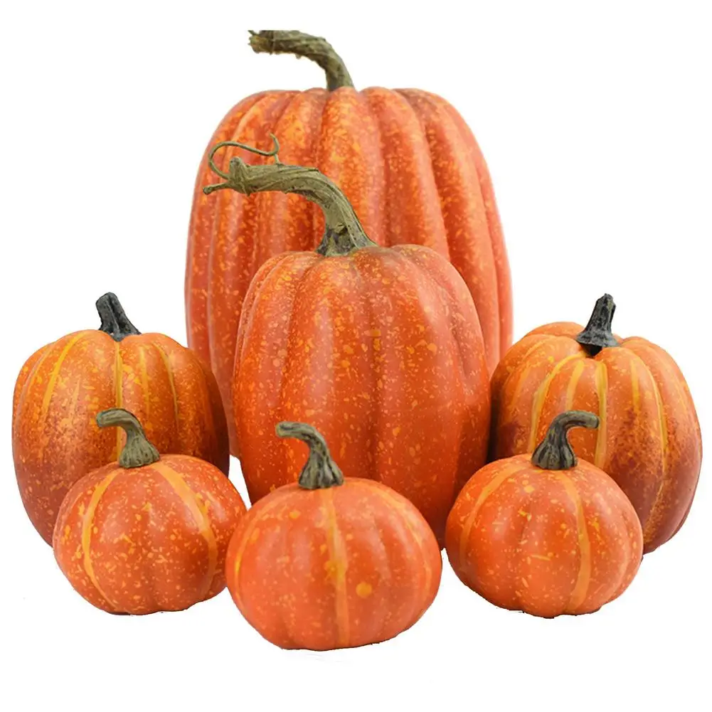 

7pcs Artificial Pumpkins Are Suitable For Autumn Wedding, Thanksgiving Halloween Holiday Table Decoration