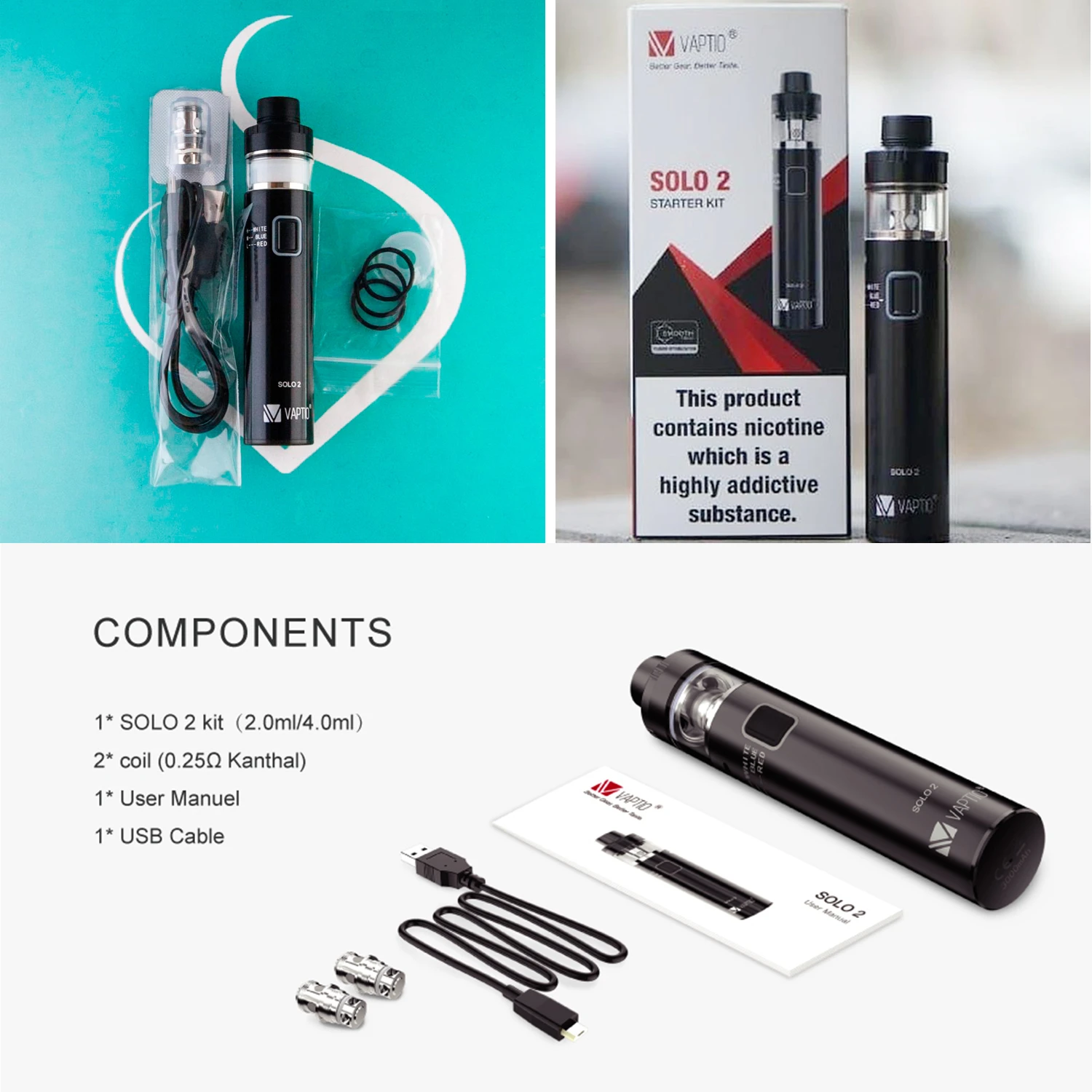 Электронная сигарета Vaptio Solo2 вейп мощностью 50 Вт 3000 пин 510 мАч | Электроника