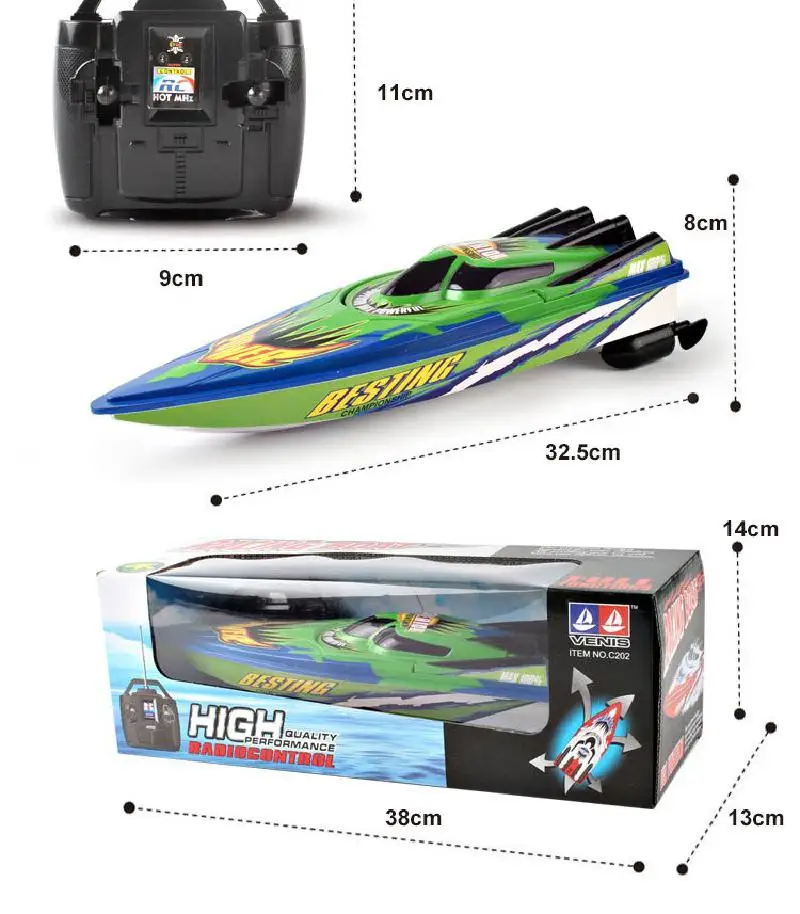 

4-channel RC Boat Plastic Electric Remote Control Speedboat Double Motor Remote Control Speed Boat Children Birthday Toy Gift
