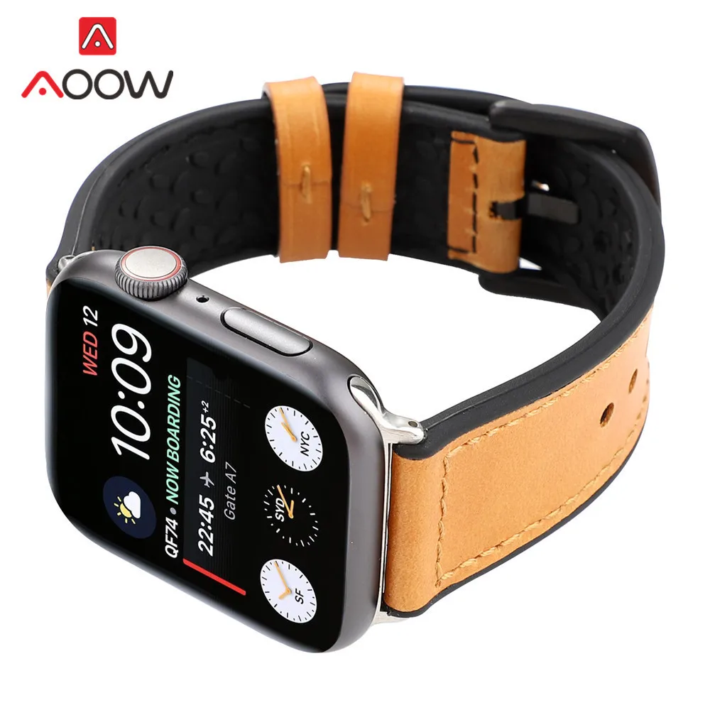 Резиновый кожаный ремешок для часов Apple Watch 40 мм 44 мм 38 42 красная черная пряжка мужской женский спортивный браслет ремешок для iwatch 1 2 3 4