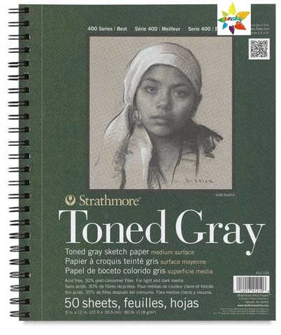 Strathmore 462-411 400 Series Toned Blue Mixed Media Pad, 11x14