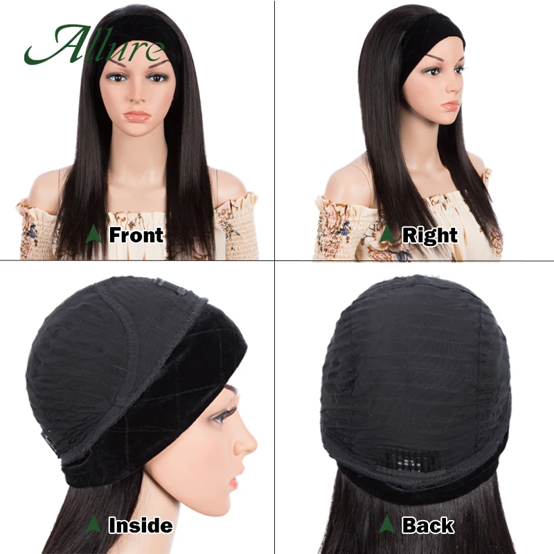

Headband Wigs For Black Women Human Hair Brazilian Remy Glueless Straight Headband Human Hair Wigs 150% Density 28 Inches Allure